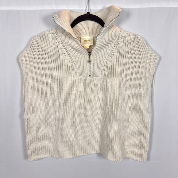 Maeve By Anthropologie Cream Knit Half Zip Vest One Size NWOT - Picture 4 of 10